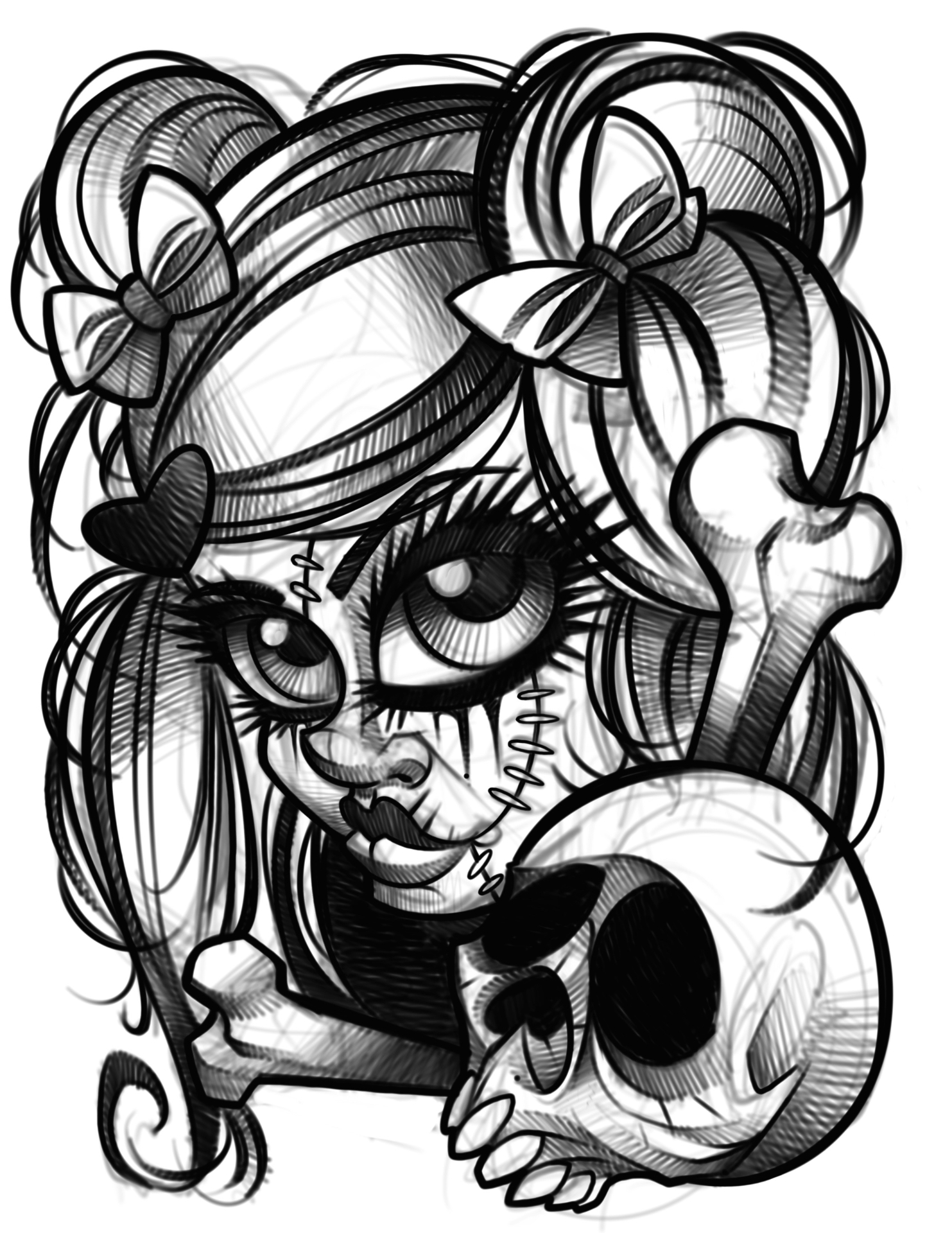Stitched Doll & Skull