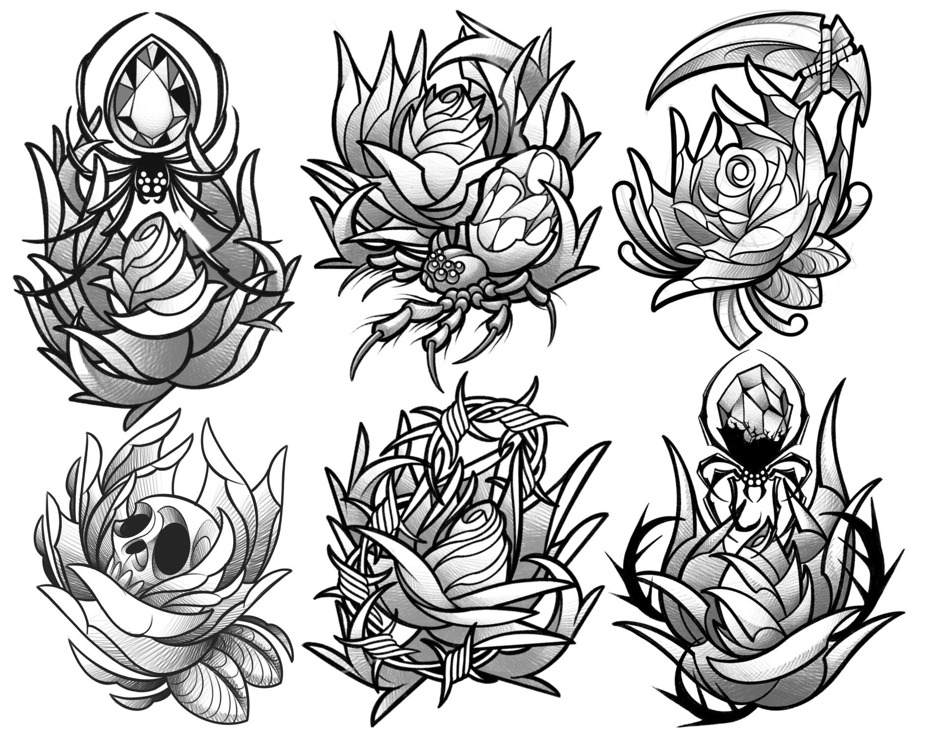 Rose & Skull Set